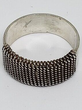 Hand Crafted Sterling Silver Wire Wrap Cigar Band Ring - Size 7.75